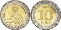 Moldavie 10 Lei Monnaie, 30 years since inauguration of the National Bank of Moldova -