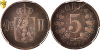 Norvège 5 Öre Oskar II, Kongsberg, Bronze, PCGS, KM:349 -