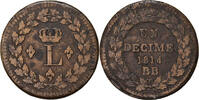 France Decime Monnaie, Louis XVIII, Strasbourg, Bronze -
