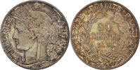 France 50 Centimes Monnaie, Cérès, Paris, Argent, Gadoury:419a -
