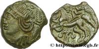 FRANCE Bronze SVTICOS, classe III à la tête casquée VÉLIOCASSES (Région du Vexin normand) c. 50-40 AC. (16mm, 2,62g, 9h) -