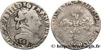 FRANCE Demi-franc au col plat HENRI III Bordeaux 1589 (27mm, 5,97g, 7h) -