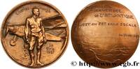 FRANCE Médaille, Charles Lindbergh, Première traversée de AÉRONAUTIQUE - AVIATION : AVIATEURS & AVIONS 1927 (67,5mm, 216,7g, 12h) -