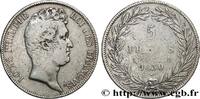 FRANCE 5 francs type Tiolier sans le I, tranche en creux LOUIS-PHILIPPE Ier Paris 1830 (37mm, 24,64g, 6h) -
