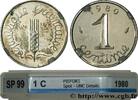 FRANCE Piéfort argent de 1 centime Épi PIÉFORTS Pessac 1980 (15mm, 4,47g, 12h) -