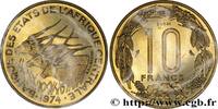 ÉTATS DE L'AFRIQUE CENTRALE Essai de 10 Francs antilopes ÉTATS DE L'AFRIQUE CENTRALE Paris 1974 (23mm, g, 6h) -