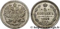 RUSSIE 5 Kopecks aigle bicéphale RUSSIE Saint-Petersbourg 1902 (15mm, 0,85g, 12h) -
