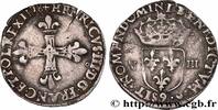 FRANCE Huitième d'écu, croix de face HENRI III Rennes 1578 (26mm, 4,70g, 1h) -