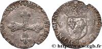 FRANCE Huitième d'écu, croix de face HENRI III Rennes 1585 (24,5mm, 4,93g, 6h) -
