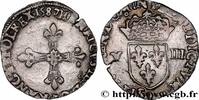 FRANCE Huitième d'écu, croix de face HENRI III Rennes 1587 (25,5mm, 4,77g, 3h) -