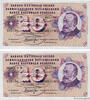 SUISSE 10 Francs Consécutifs SUISSE 10 Francs Consécutifs 1970 SPL+ -