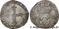 FRANCE Quart d'écu, croix de face HENRI III Rennes 1588 (28,5mm, 9,66g, 4h) -