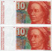 SUISSE 10 Francs Consécutifs SUISSE 10 Francs Consécutifs 1991 NEUF -