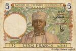 AFRIQUE OCCIDENTALE FRANÇAISE 5 Francs AFRIQUE OCCIDENTALE FRANÇAISE 5 Francs 1937 TTB -