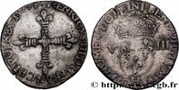 FRANCE Huitième d'écu, croix de face HENRI III La Rochelle 1579 (25,5mm, 4,53g, 6h) -