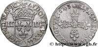 FRANCE Quart d'écu, à la croix fleurdelisée, titulature c LOUIS XIII LE JUSTE Rennes 1643 (28,5mm, 9,55g, 11h) -