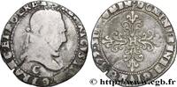 FRANCE Demi-franc au col plat HENRI III Saint-Lô 1579 (28,5mm, 6,53g, 6h) -