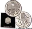 TUNISIE Essai de 5 Francs TUNISIE Paris 1954 (17,92mm, 2,30g, 6h) -