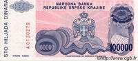 CROATIE 100000 Dinara CROATIE 100000 Dinara 1993 NEUF -