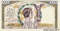 FRANCE 5000 Francs VICTOIRE Impression à plat FRANCE 5000 Francs VICTOIRE Impression à plat 1941 SUP+ à SPL -
