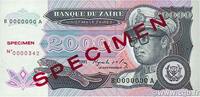 ZAÏRE 20000 Zaïres Spécimen ZAÏRE 20000 Zaïres Spécimen 1991 pr.NEUF -