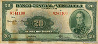 VENEZUELA 20 Bolivares VENEZUELA 20 Bolivares 1956 TB -