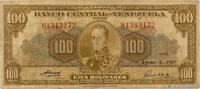 VENEZUELA 100 Bolivares VENEZUELA 100 Bolivares 1957 pr.TB -