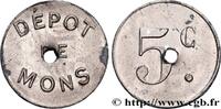 NECESSITÉ (MONNAIES ET JETONS DE... ) THEMES DIVER 5 Centimes - Dépôt de Mons (Prisonniers de Guerre) NECESSITÉ (MONNAIES ET JETONS DE... ) THEMES DIVERS Le Puy n.d. (19mm, 1,58g, 12h) -