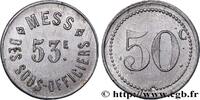 JETONS ET MONNAIES MILITAIRES 50 Centimes - Mess des Sous-Officiers (53e) JETONS ET MONNAIES MILITAIRES Perpignan n.d. (22mm, 0,72g, 12h) -