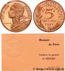 FRANCE Piéfort en Or de 5 centimes Marianne PIÉFORTS Pessac 1977 (17mm, 8,7g, 6h) -
