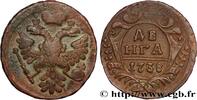 RUSSIE 1 Denga (1/2 Kopeck) aigle bicéphale RUSSIE Moscou ou Ekaterinbourg 1738 (26mm, 7,87g, 12h) -