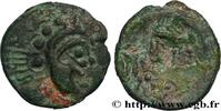 FRANCE Quart de statère en bronze à la tête luniforme SANTONS / CENTRE-OUEST, Incertaines IIe - Ier siècles avant J.-C. (13mm, 1,65g, 7h) -
