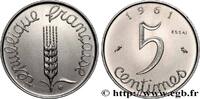 FRANCE Essai de 5 centimes Épi CINQUIÈME RÉPUBLIQUE Paris 1961 (19mm, 3,37g, 6h) -