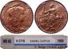 FRANCE 5 centimes Daniel-Dupuis TROISIÈME RÉPUBLIQUE 1909 (25mm, 5g, 6h) -