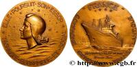 FRANCE Médaille, Paquebot France MER ET MARINE : PAQUEBOTS, NAVIRES, BATEAUX 76 - Le Havre 1962 (53mm, 69,15g, 12h) -