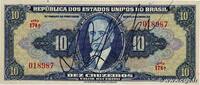 BRÉSIL 10 Cruzeiros BRÉSIL 10 Cruzeiros 1943 TTB+ -