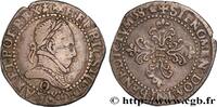 FRANCE Quart de franc au col plat HENRI III Riom 1587 (26mm, 3,38g, 11h) -