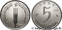 FRANCE Essai-piéfort acier de 5 centimes Épi PIÉFORTS Paris 1961 (19mm, 6,57g, 12h) -
