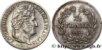 FRANCE 1/2 franc Louis-Philippe, Fauté décalage dans l’ax LOUIS-PHILIPPE Ier Paris 1834 (17,96mm, 2,46g, 5h) -