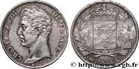 FRANCE 1 franc Charles X, matrice du revers à cinq feuill CHARLES X Bordeaux 1828 (23mm, 5,05g, 6h) -