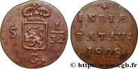 INDES NEERLANDAISES 5 1/32 Gulden (1/2 Duit) écu couronné des Pays-Bas INDES NEERLANDAISES Enkhuizen 1808 (18,55mm, 1,40g, 12h) -