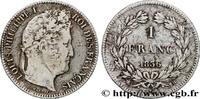 FRANCE 1 franc Louis-Philippe, couronne de chêne LOUIS-PHILIPPE Ier Strasbourg 1836 (23mm, 4,79g, 6h) -