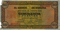 ESPAGNE 50 Pesetas Annulé ESPAGNE 50 Pesetas Annulé 1938 TTB -