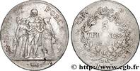 FRANCE 5 francs Union et Force, Union serré, avec glands DIRECTOIRE Paris 1796 (37mm, 24,76g, 6h) -