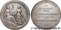 FRANCE Médaille, Compagnie Universelle du Canal maritime ÉGYPTE - CANAL DE SUEZ 1869 (41,5mm, 39,8g, 12h) -