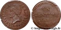 FRANCE Un centime Dupré, 7 normal DIRECTOIRE Paris 1799 (18mm, g, 6h) -