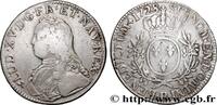 FRANCE Écu aux branches d'olivier, buste habillé LOUIS XV DIT LE BIEN AIMÉ Rouen 1728 (40mm, 29,04g, 6h) -