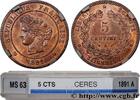 FRANCE 5 centimes Cérès TROISIÈME RÉPUBLIQUE Paris 1891 (25mm, 5g, 6h) -