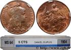 FRANCE 5 centimes Daniel-Dupuis TROISIÈME RÉPUBLIQUE 1904 (25mm, 5g, 6h) -