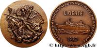 FRANCE Médaille, Société Nationale Maritime, Corse-Médite MER ET MARINE : PAQUEBOTS, NAVIRES, BATEAUX 1980 (53,5mm, 90,15g, 12h) -